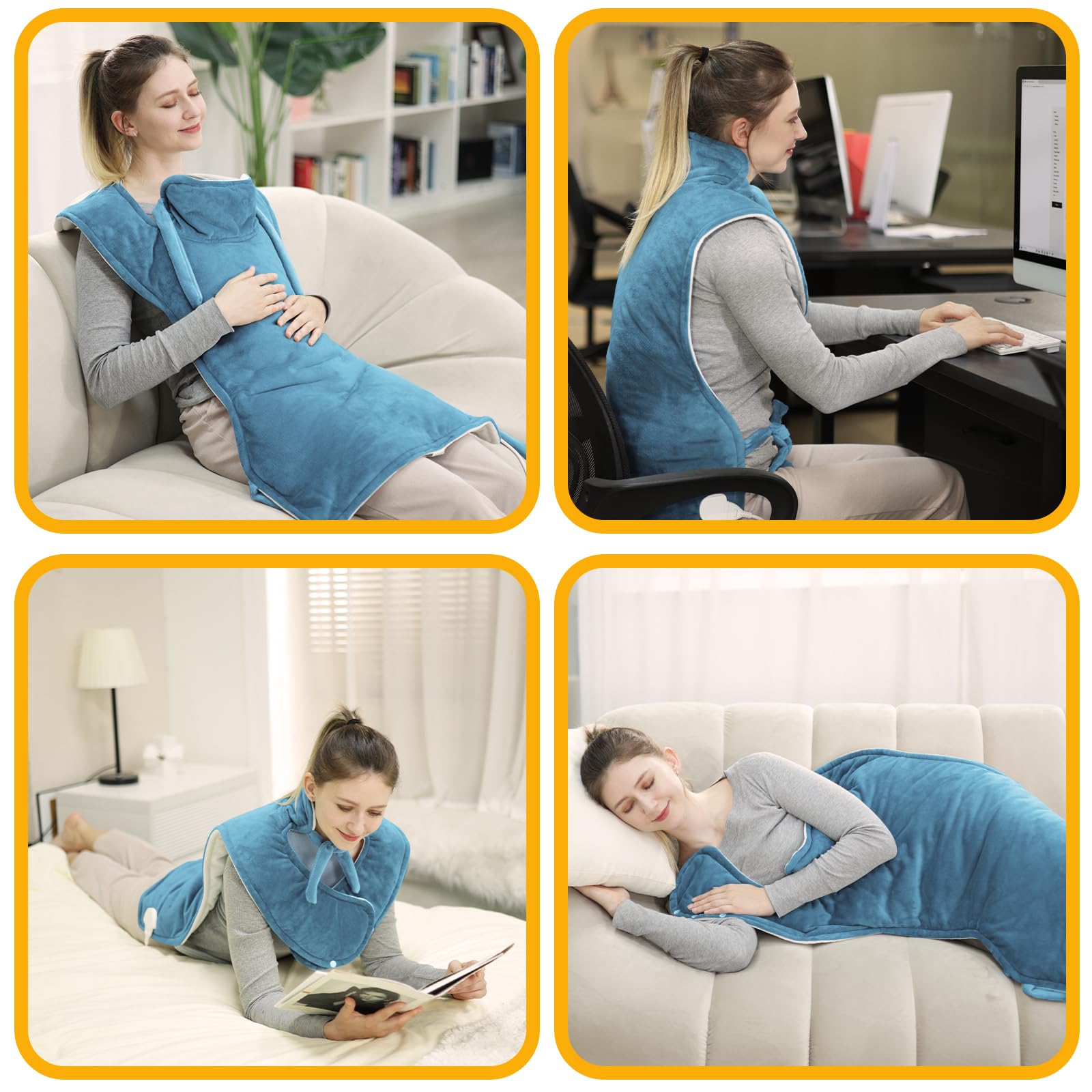 ITSHINY Termoforo Elettrico per Schiena, Termoforo Cervicale e Spalle con 6 Livelli di Riscaldamento, Timer di Spegnimento Automatico, Tensione Muscolare, Lavabile in Lavatrice, 60x108 cm