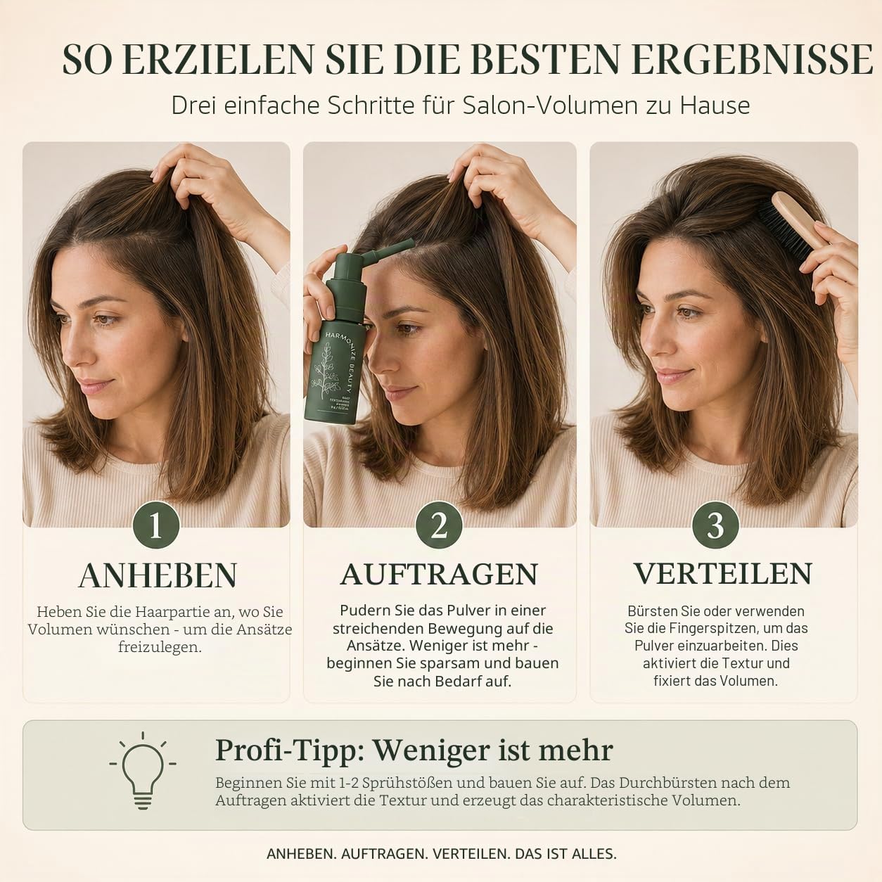 Harmonize Beauty - Sofortiges Volumen und Lift: Erzielen Sie in Sekunden ein Volumen in Salonqualität mit unserem leichten Texturpulver, das entwickelt wurde, um die Wurzeln zu stimulieren und das