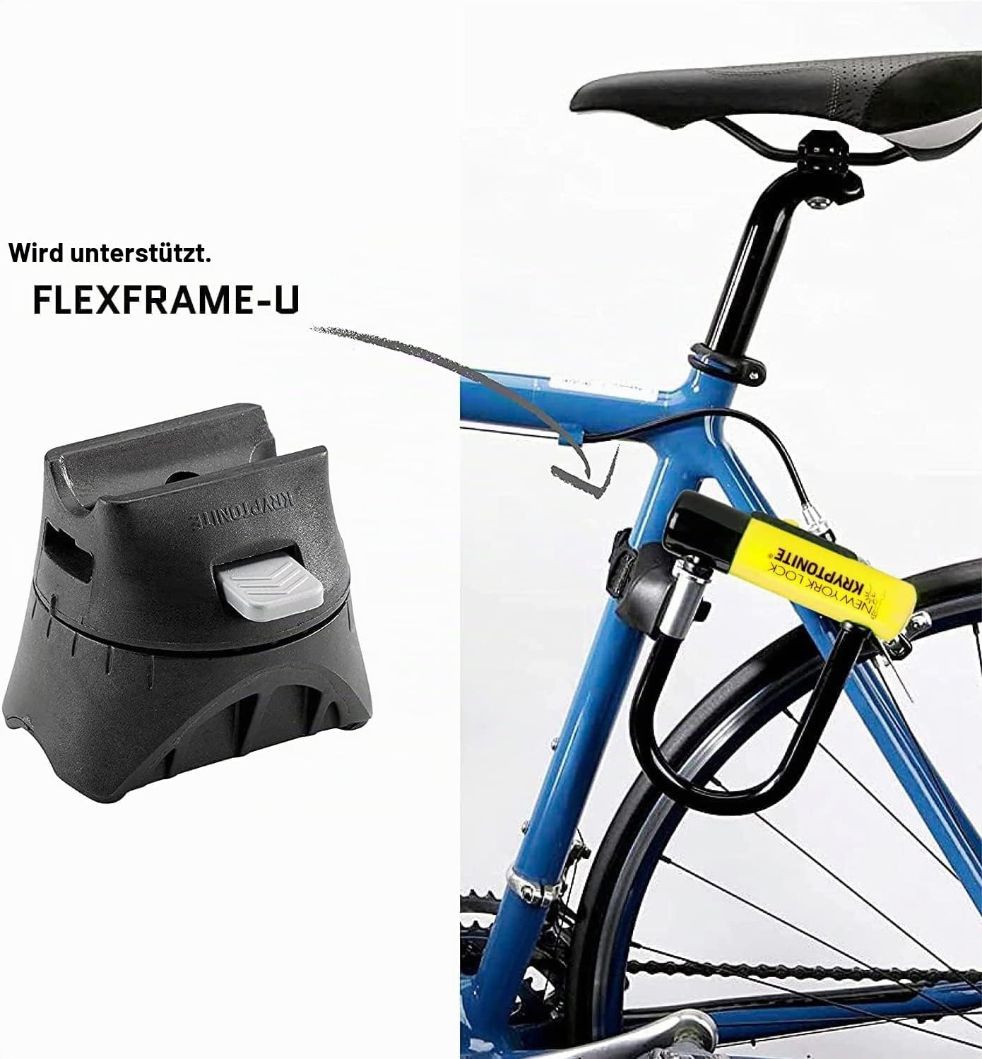 Kryptonite New York Lock Diamond Standard Bügelschloss, doppellagiger Stahlbügel mit Diamantbeschichtung, Sicherheitslevel 10+/10, flexsicher, für Fahrräder, E-Bikes, Motorräder, 2,3kg, 17,3 x 27,1 cm