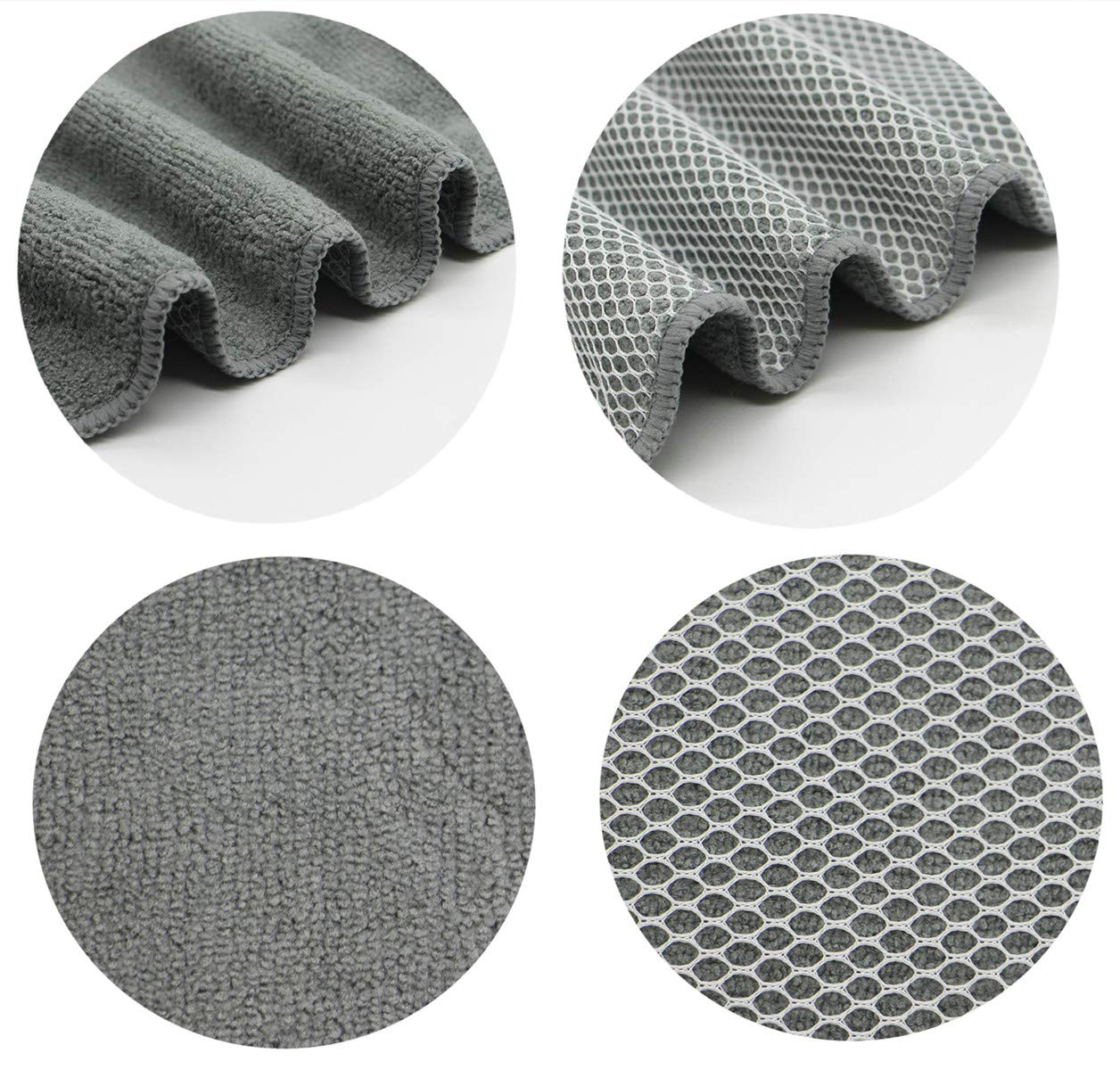 Paños de microfibra de secado rápido, trapos de limpieza de cocina, trapos para el polvo, paños ultra absorbentes, sin pelusas, con lado de poliéster de 12 x 12 pulgadas, paquete de 8 (gris)