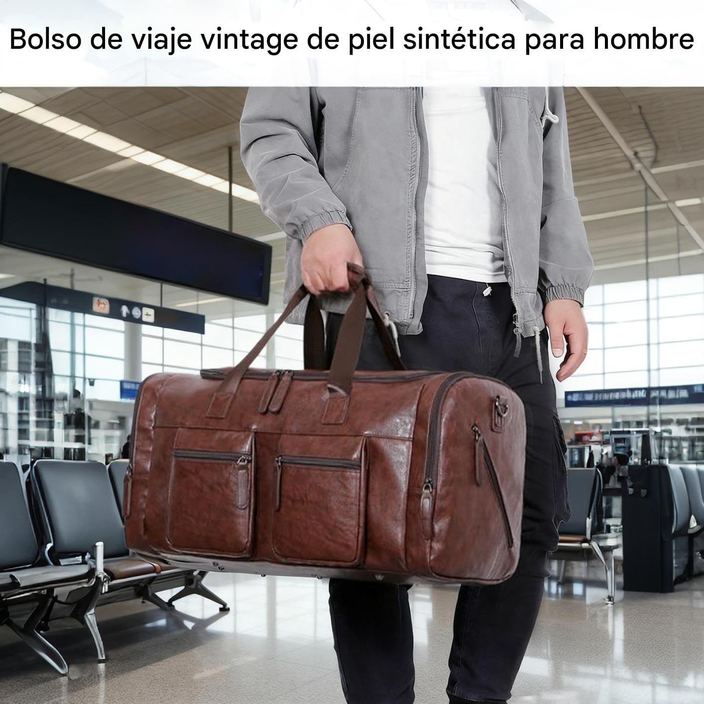 Borsa Da Viaggio Per Uomini Tote Vintage Grande Con Cinturino Regolabile | Borsa Per La Palestra, Da Viaggio, Per La Notte E Tote Per Papà E Fidanzato, Trasferte, Notte, Weekend, Business, Palestr