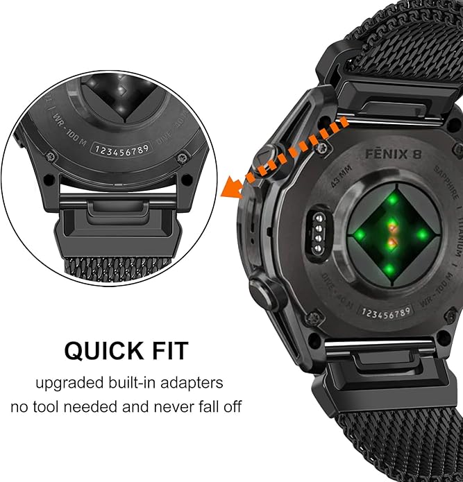 Correa Milanese 20mm para Garmin Fenix 8 43mm / 7S / 6S / 5S Acero Inoxidable miniatura 2