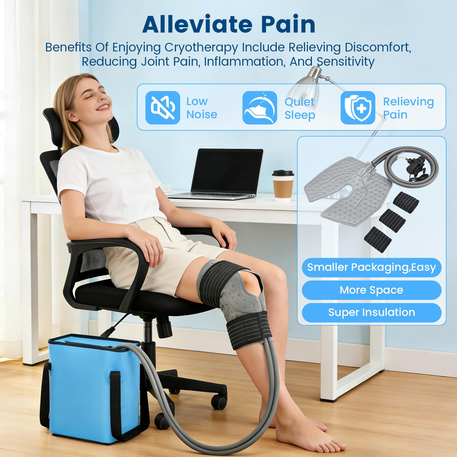 Bolsa de hielo Rodilla Cryo Machine 14L, Compresa Fría Máquina de Bolsillo de Frío Reutilizable, Cryo Pierna Bolsa de Hielo Tobillo Antifugas Mejorado, para Rodilla, Tobillo, Hombros, Espalda