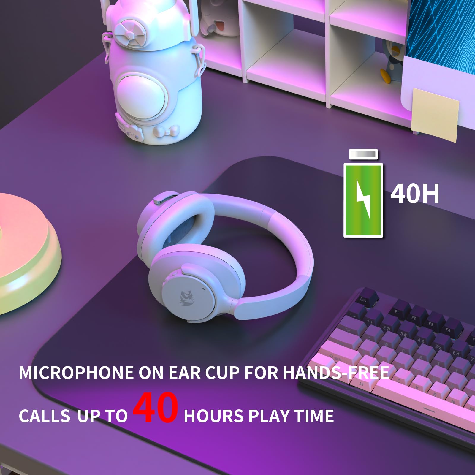 Redragon H610 Auriculares Gaming Inalámbricos ANC BT 5.3 50 Horas