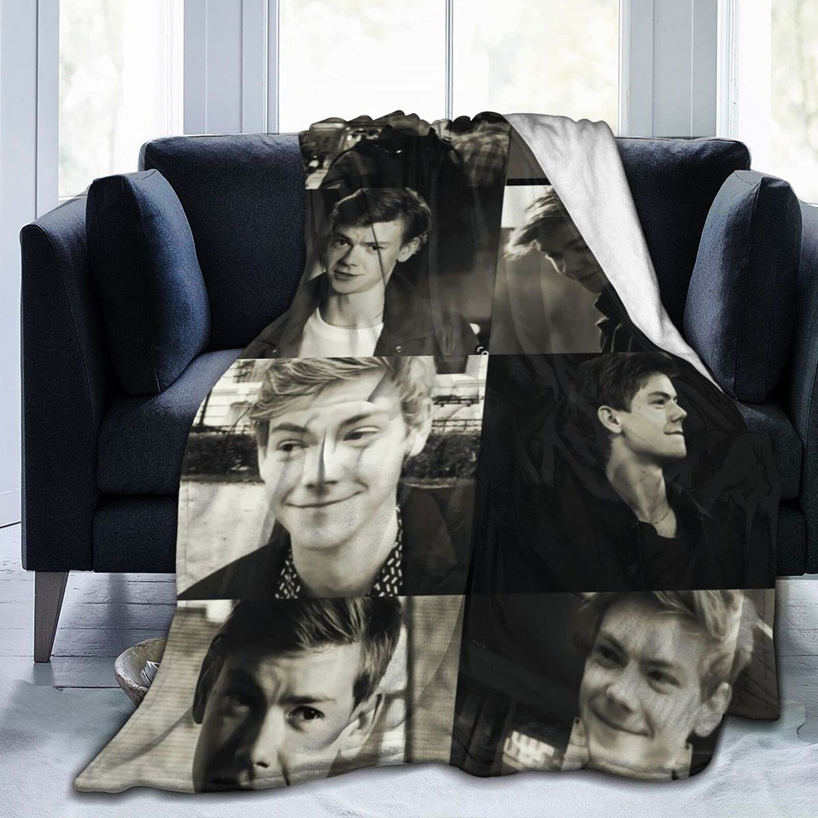 Amkong Thomas Brodie-Sangster Ultra-Soft Micro Fleece Throw Blankets for Home Couch Bed Sofa 50"x40"