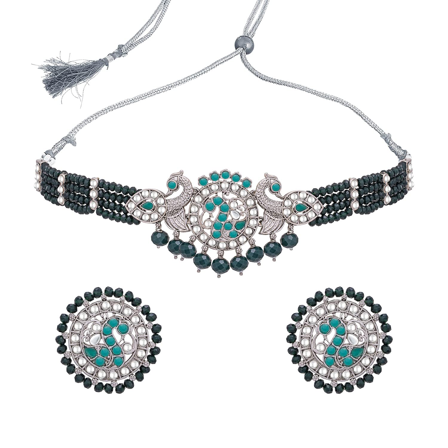 Sukkhi Superb Rhodium Plated Choker Necklace Set For Women (NS101701) Green (B0B4WXQ5DS) Amazon Price History, Amazon Price Tracker