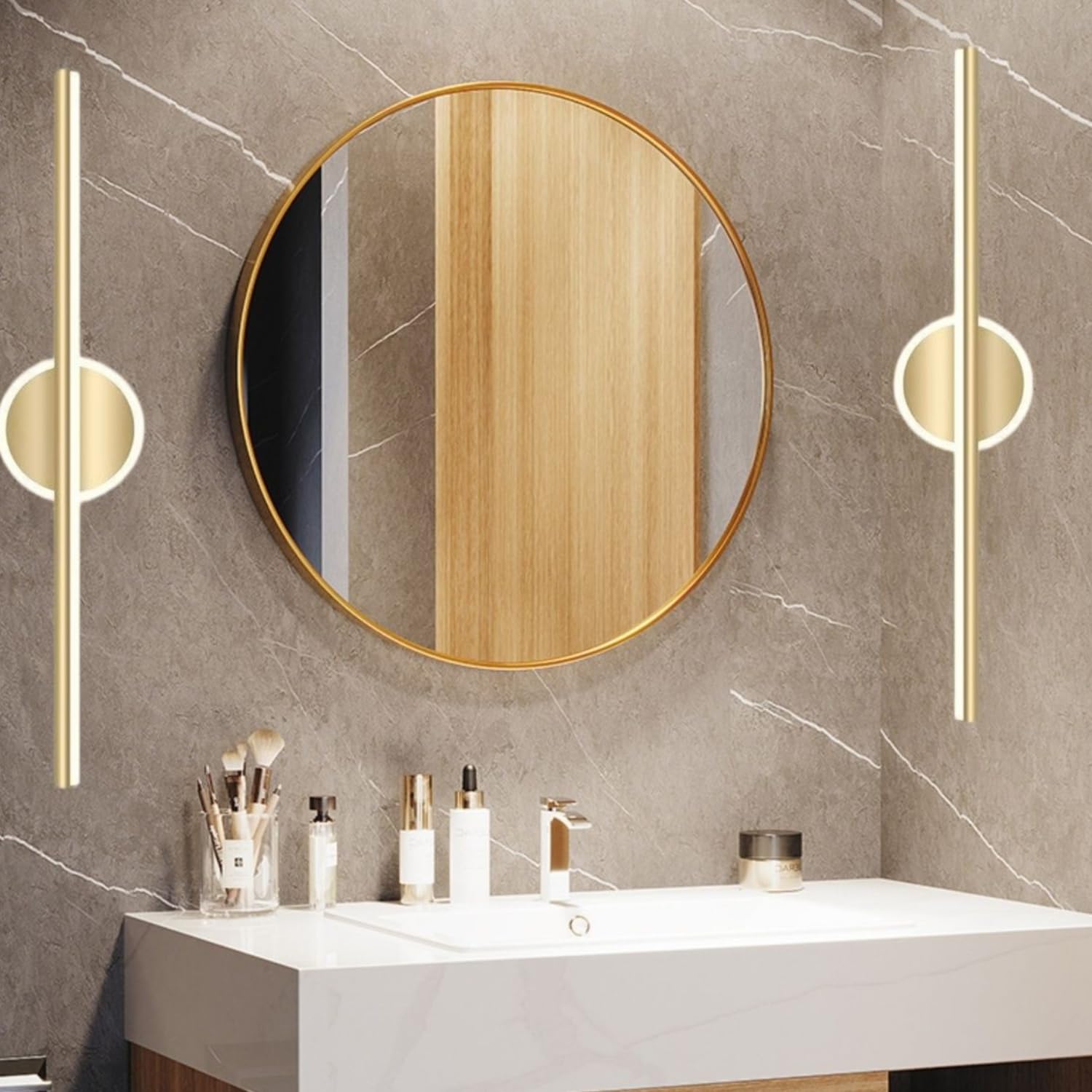 Luce specchio bagno Oro/Nero Lampada Specchio Bagno Luce per Specchio Bagno LED Moderna Illuminazione da Parete (Diamante d'oro, 80 centimetri)