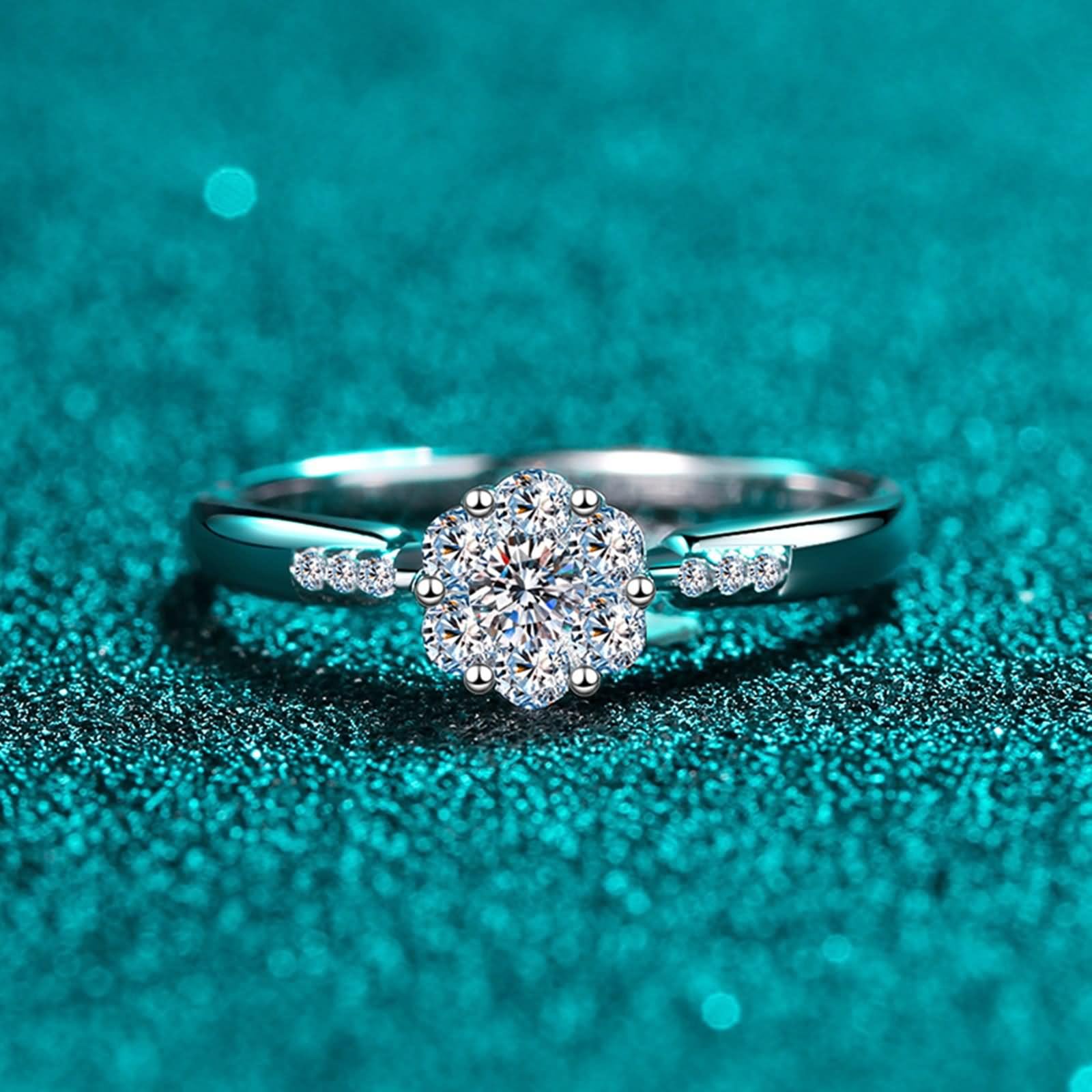 Set di anelli in argento, set da donna con moissanite in argento 925, regalo di anniversario di matrimonio per le donne
