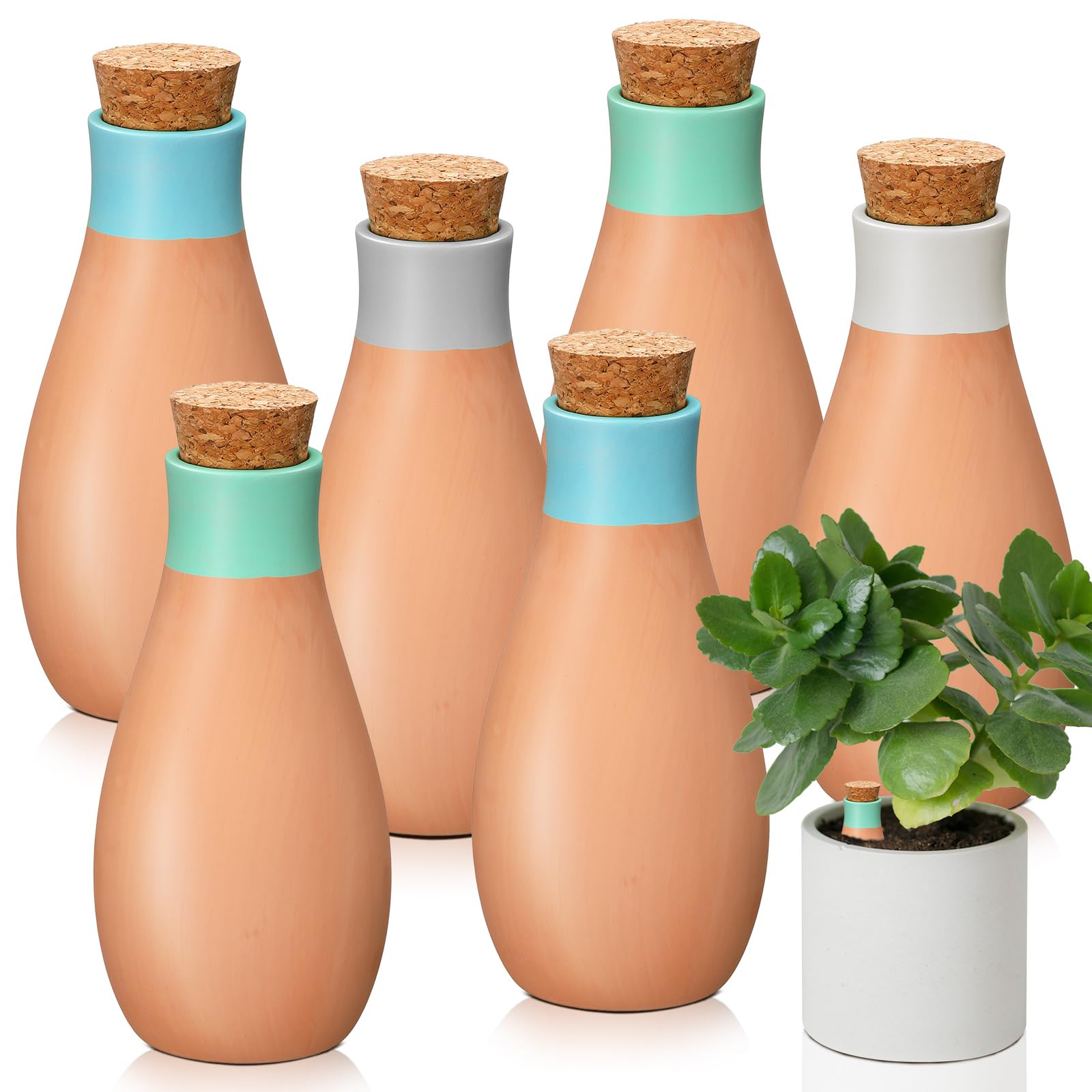 Tioncy Ollas Lot de 6 grands pots d'arrosage en terre cuite 382,7 g pour plantes d'intérieur et d'extérieur