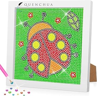 مجموعة تلوين بالماس للأطفال يمكنك صنعه بنفسك، تصميم دعسوقة بمقاس 18x18 سم، فنون وحرف يدوية خماسية الأبعاد مع إطار وأدوات، مناسب لعمر 3 سنوات فما فوق