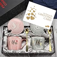 Vista 10 de Tazas de café para parejas Mr Right Mrs Always Right - Tazas de cerámica de mármol para despedida de soltera, boda, aniversario, día de San Valentín