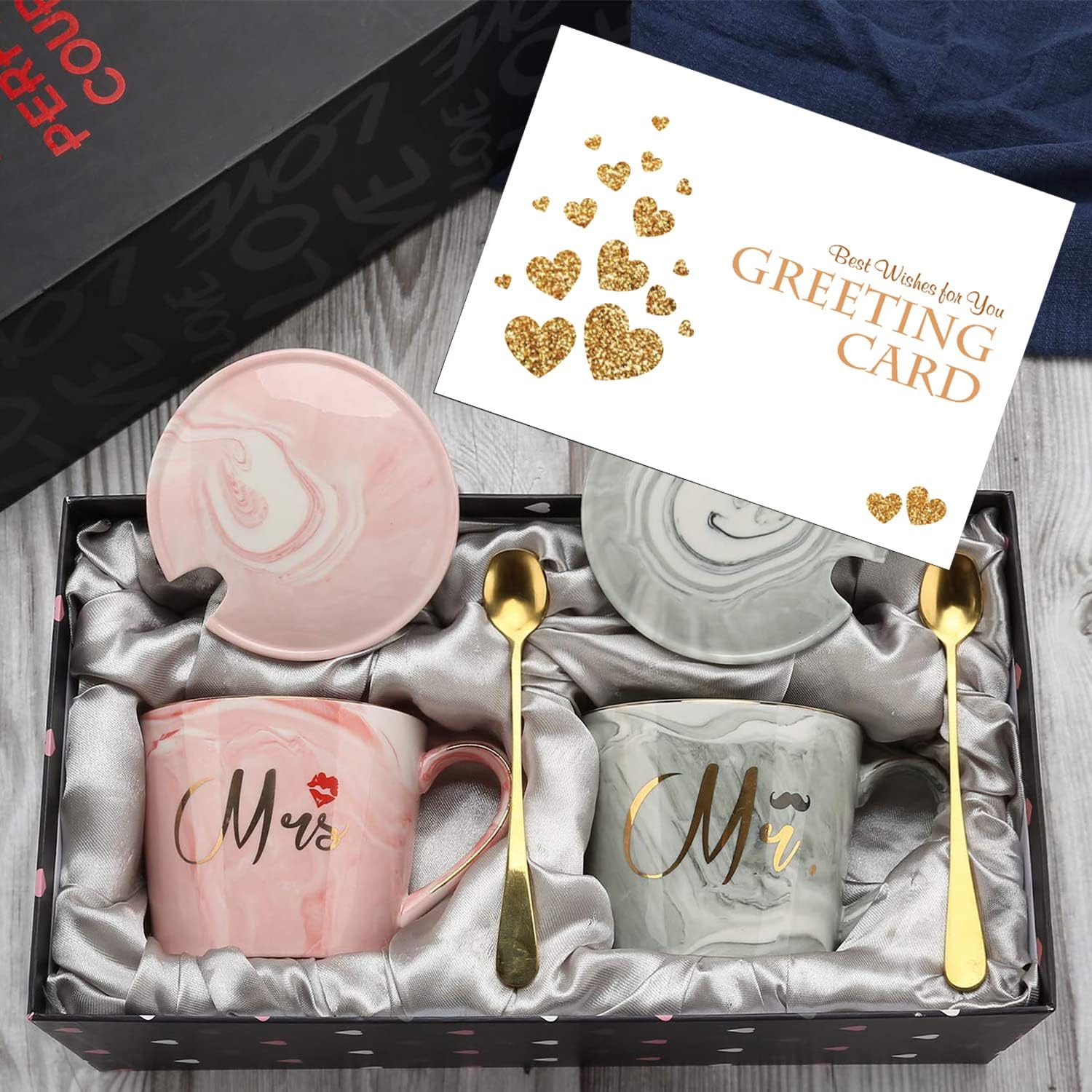 Mr And Mrs Ceramic Couple Coffee Mugs Set, Engagement Gifts for Couples Bridal Shower Gift for Bride, Valentine's Day His and Hers Anniversary Wedding Gifts for Couple, Unique Housewarming Gift Ideas