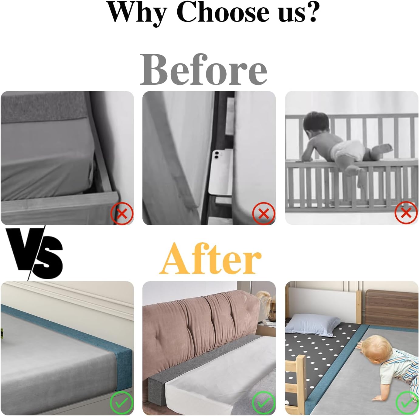 Bed Gap Filler 60X2X6inch Mattress Gap Filler Mattress Extender Filler for Headboard Gap, Bed Space Crack Headboard Pillow Fill Gap Between Your Headboard& Mattress,Color#9