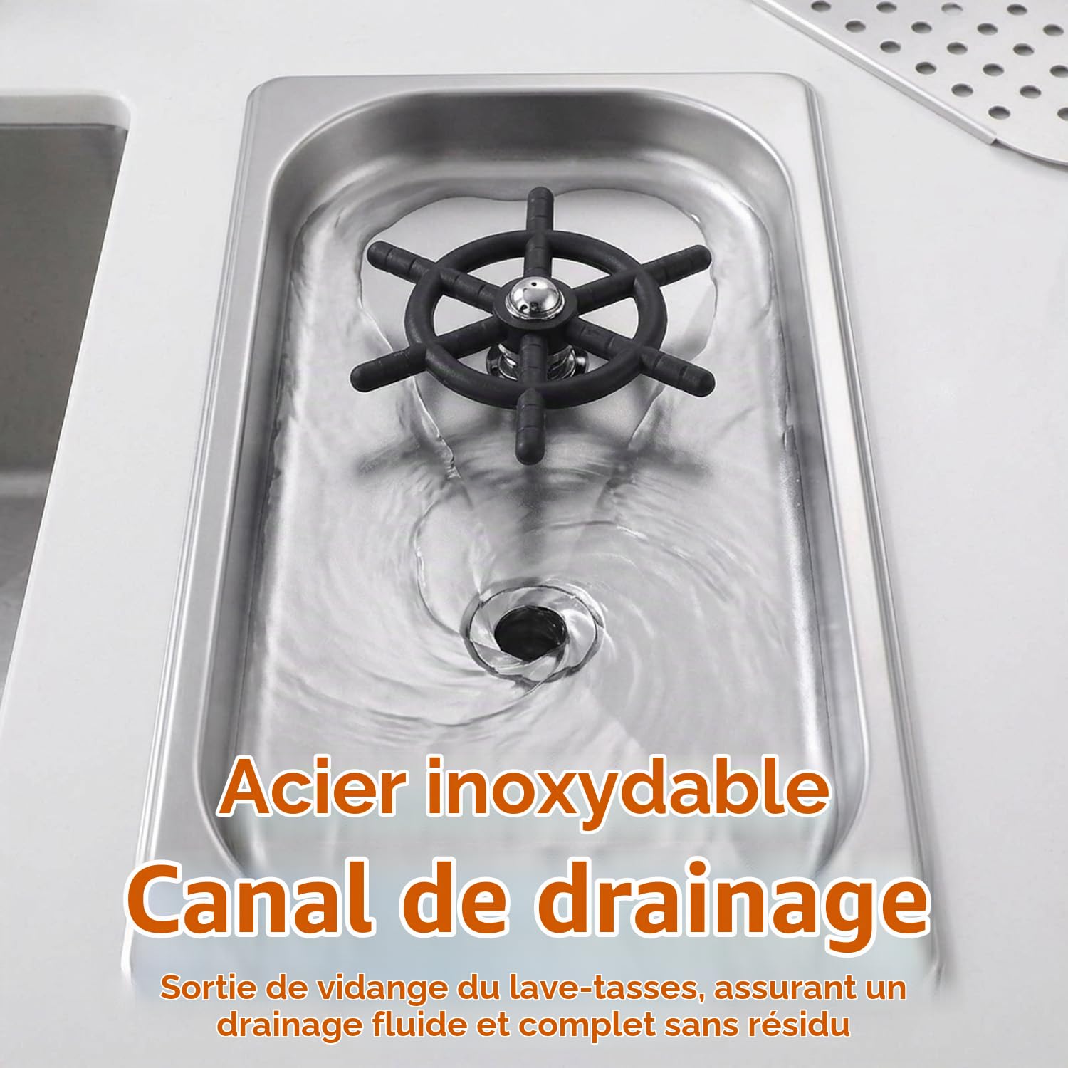 Évier de Bar avec Rinceur de Verre, Pichet en Acier Inoxydable, Rinceur de Gobelet, Rinceur de Nettoyage de Verre, Lavage à Haute Pression avec Tuyau D'égouttement pour Bar (Inox Couleur B)