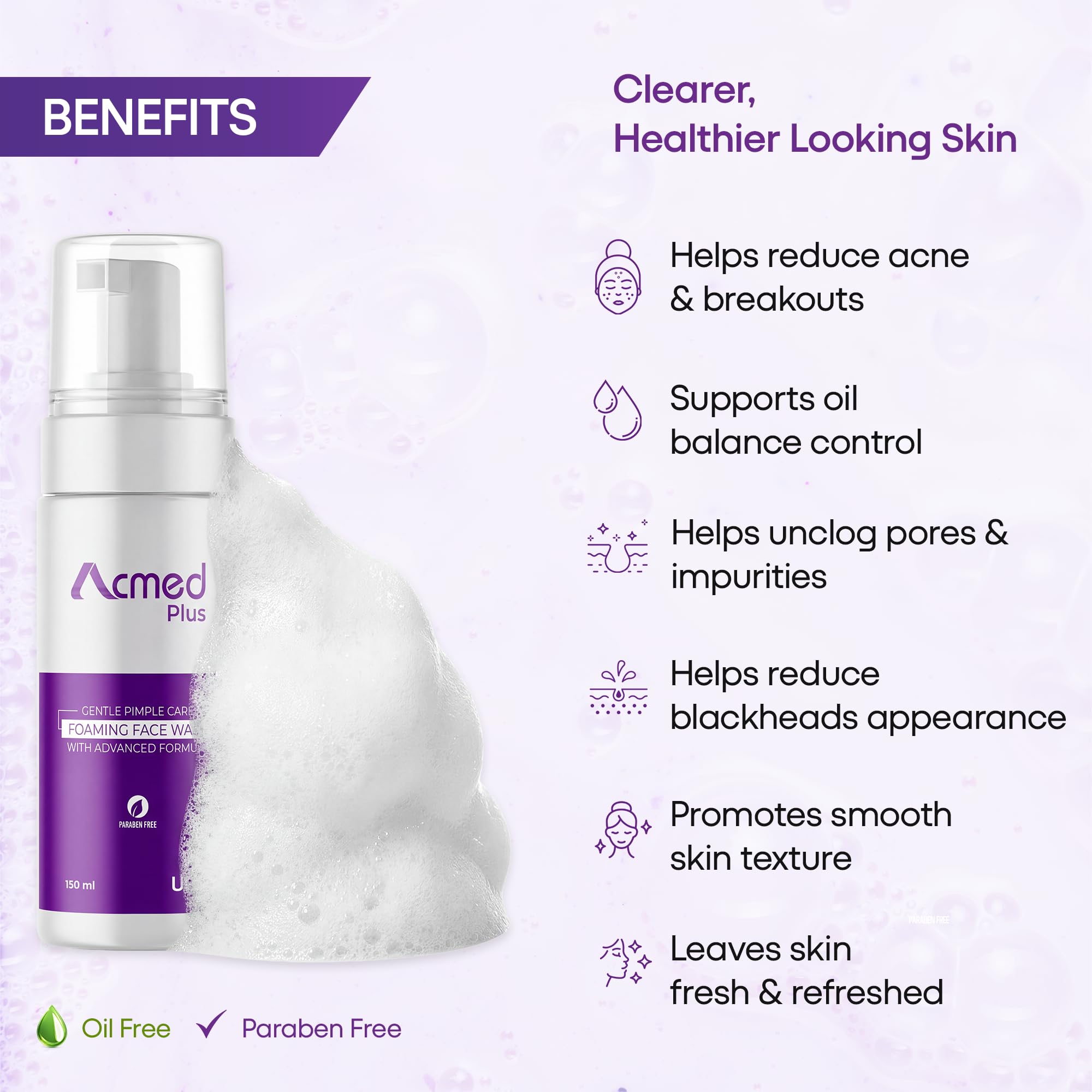 Acmed Plus Foaming Face Wash : 150ml : Pack of 3 1