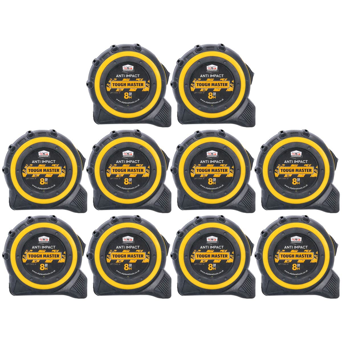 TOUGH MASTER Strong DIY8m/26ft Metric/Imperial Lightweight Belt Clip Tape Measure 25mm Wide Impact Resistant For Carpenters, Plumbers, Electricians (10)