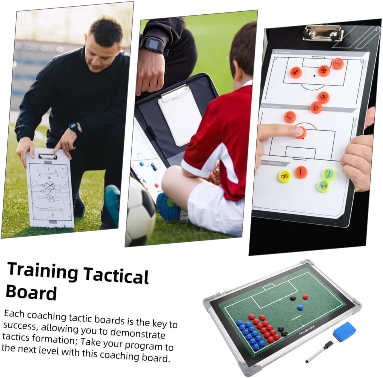 Soccer Training Board Whiteboard Aluminum Alloy Sports Ball Writing Board with Dry Erase Marker for Football Match Supplies and Strategy Planning