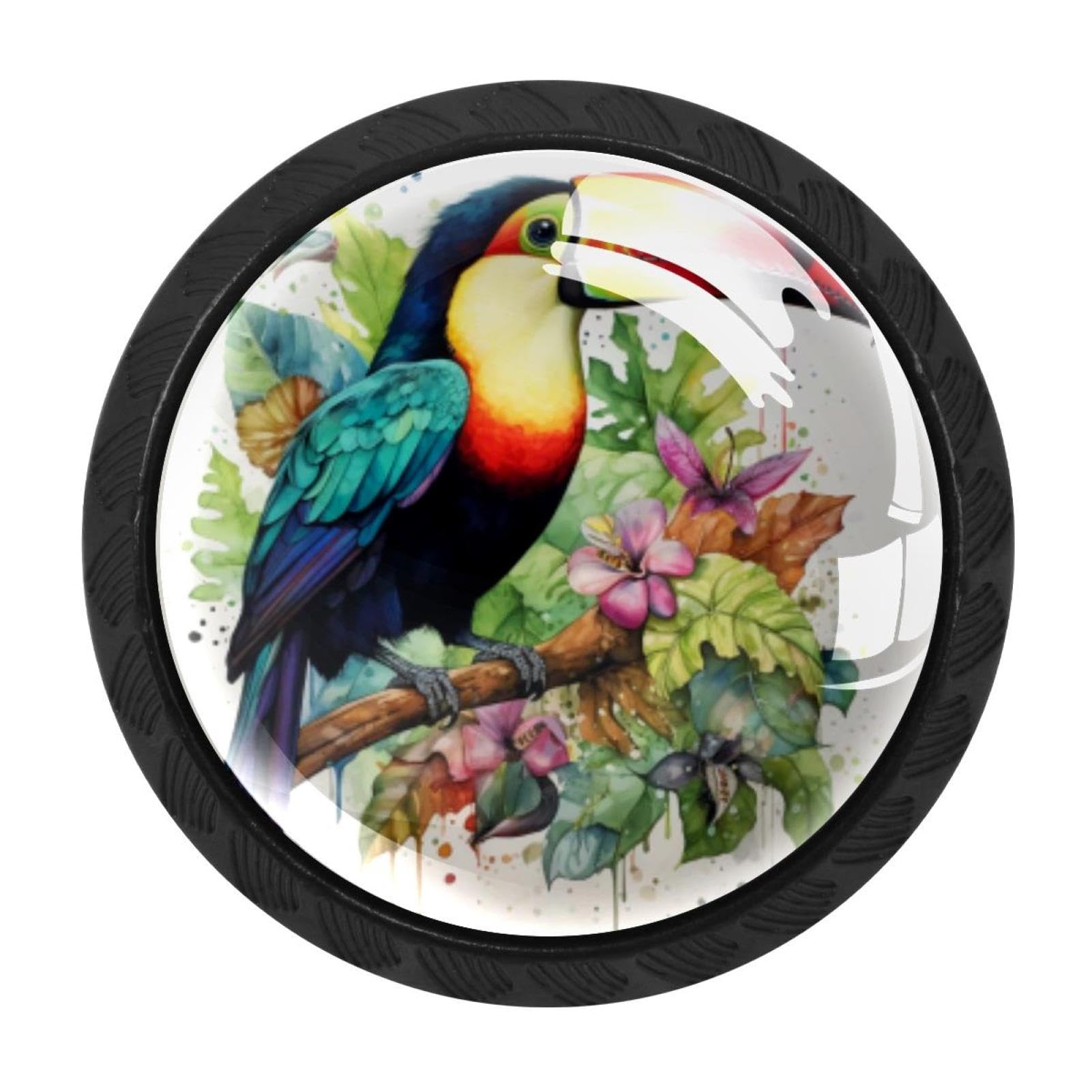 CHENZZZZ 4 pcs Toucan Cabinet Knobs Crystal Drawer Pulls for Kitchen, Bathroom Cabinet, Dresser and Cupboard