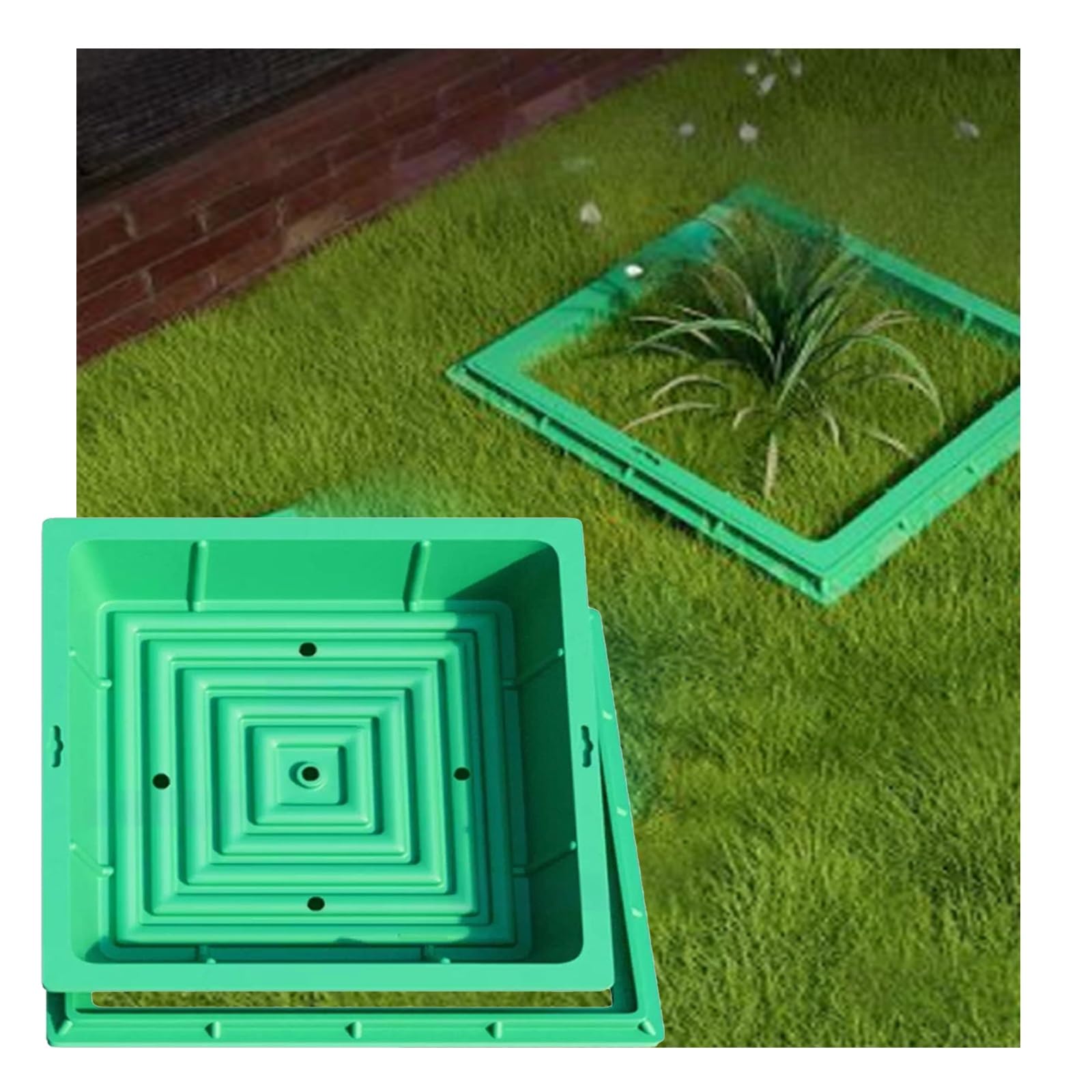 GJMSSMY Resin Embedded Septic Tank Cover with Access Hole 39.4" x 19.7"Grass Pot Fountain Lid Reinforced Design for Garden Landscape Heavy-Duty Manhole Cover