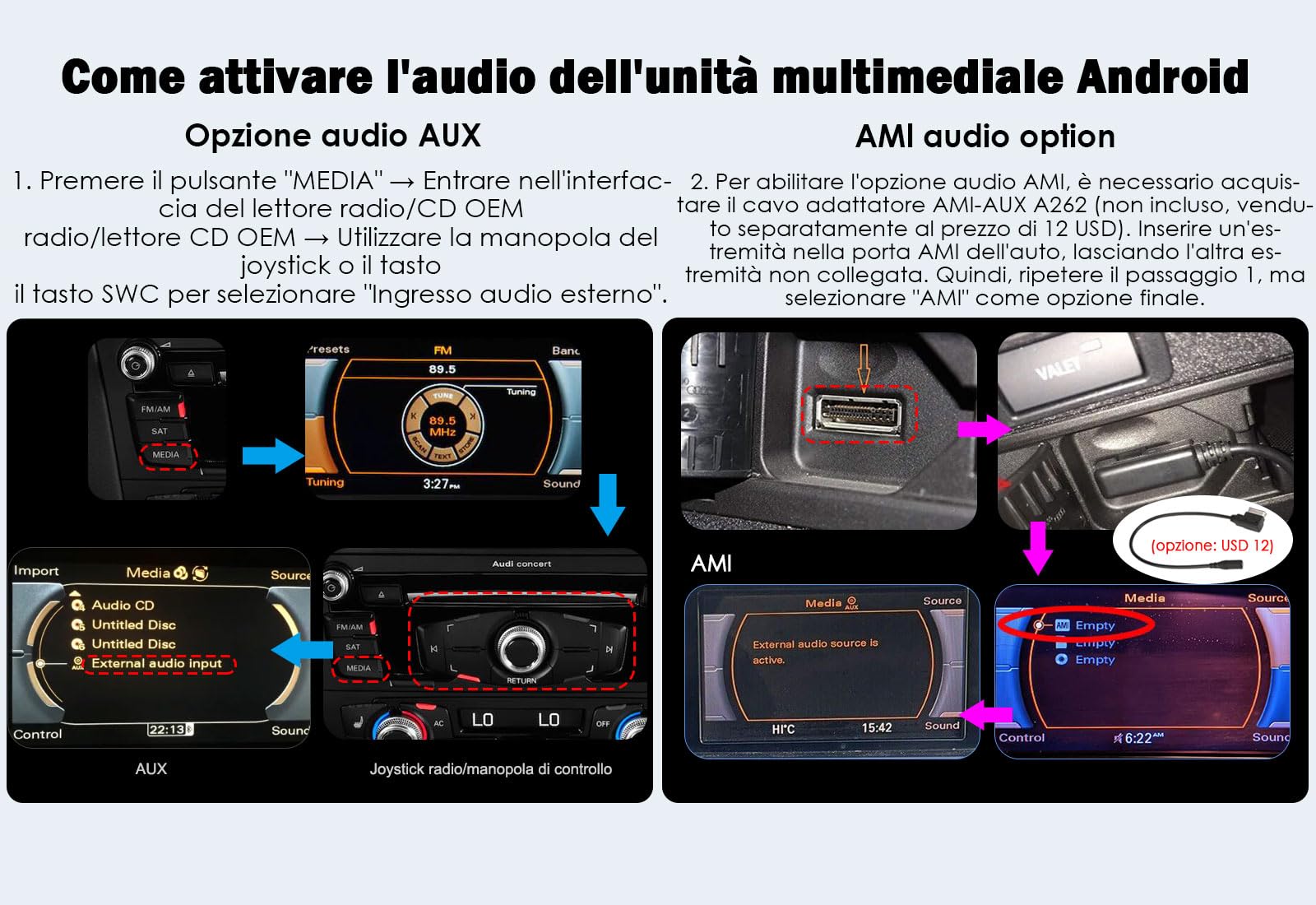 8,8" Android 16 Snapdragon 8-Core 4GB 64GB Autoradio GPS Navigatore per Audi A4 B8 S4 RS4 2013-2016 Wireless Carplay SWC WiFi DSP DAB+ Bluetooth 5.1 OEM Radio IPS Schermo tattile MMI Canbus