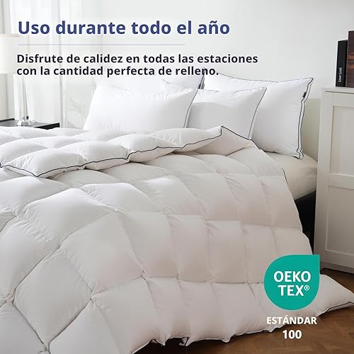 Miniatura 7 de DOWNCOOL Edredón de fibra de plumón tamaño King, 100% algodón, ultra suave, esponjoso, relleno de edredón King, edredón de lujo para todas las