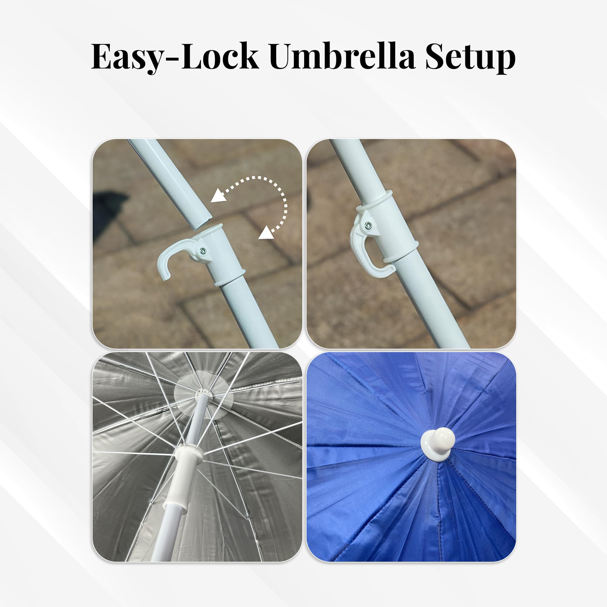 Amazon Brand - Umi SunSplash Beach Parasol | UV-Resistant Canopy, Tilt Adjustable, Lightweight & Foldable Sun Umbrella for Outdoor, Garden & Beach Use (Blue) - Image 3 thumbnail