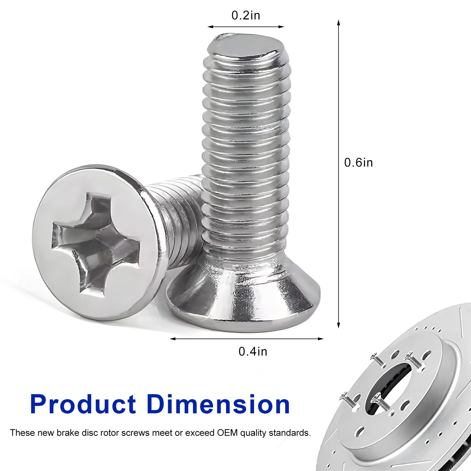 4 PCS Stainless Steel Brake Disc Rotor Screws, 93600-06014-0H Front Rear Brake Disc Retaining Screws Replacement, Rotor Retaining Hardware Bolts Fits Accord Civic Odyssey CR-Z MDX - 2