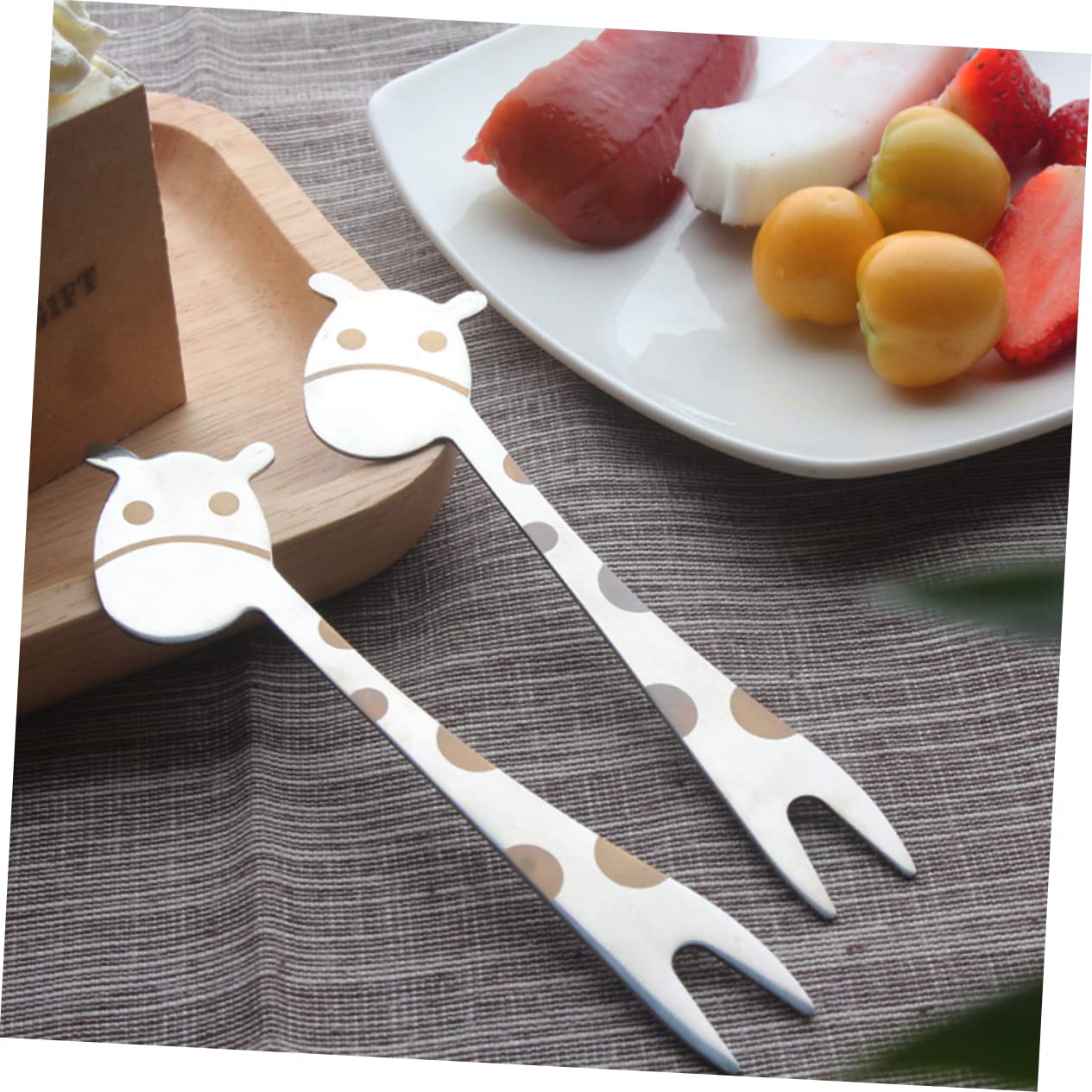 BRIGHTFUFU Stainless Steel Boys and Girls Party Forks Cartoon Design Fork for Fruit Desserts Salads Ergonomic Handle