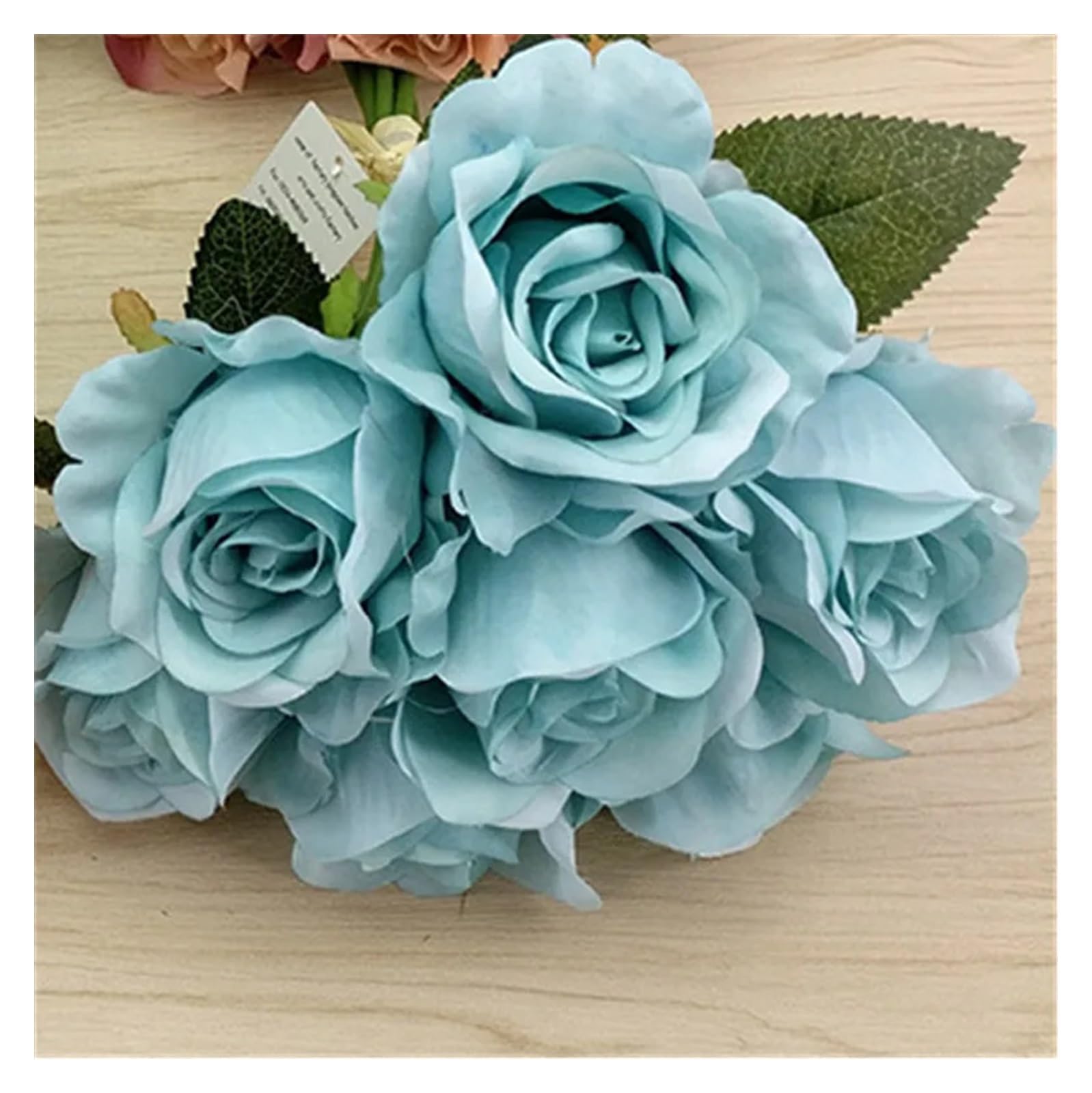 Fiori artificiali 7 teste grandi fiori di simulazione di rose bouquet di rayon rosso simulazione rose bouquet da sposa tavolo da casa decorazione dello sfondo di nozze Fiore finto(Blue)