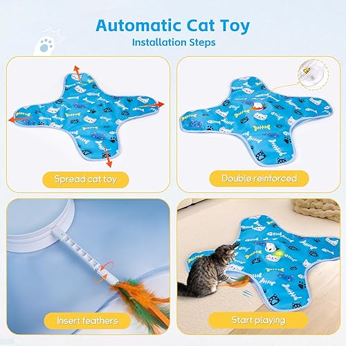 Miniatura 6 de Juguete interactivo para gatos  Juguetes automáticos para gatos recargables para interiores  Hide&Seek Cats Toy con 5 plumas ocultas en movimiento