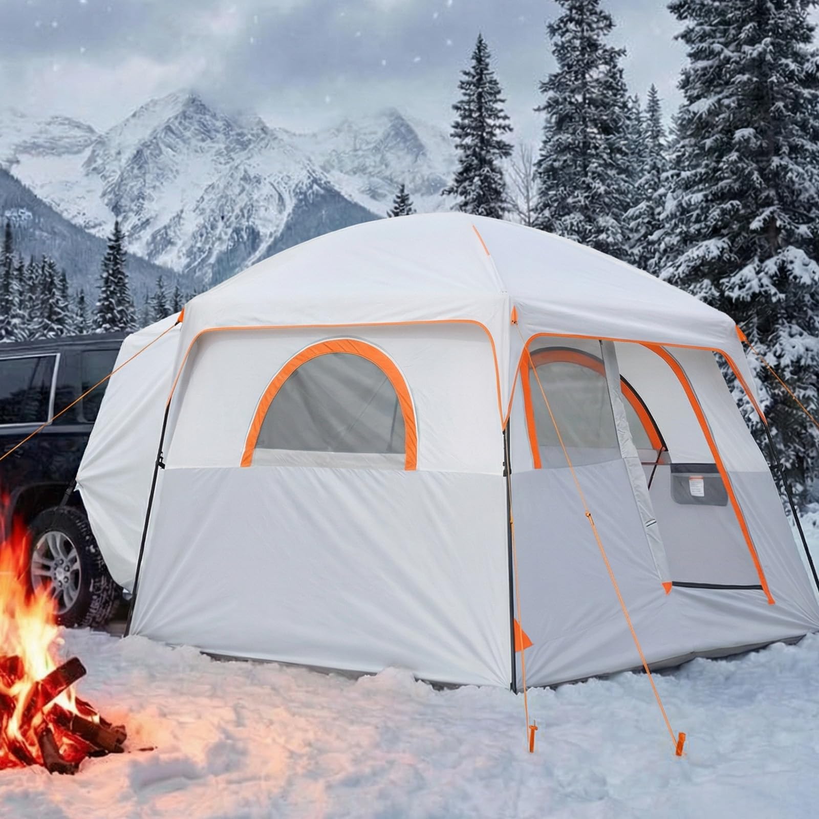 VEVOR Tienda de Campaña para Portón Trasero 304,8 x 274,3 x 220 cm para 6 Personas, Tienda de Campaña para Maletero de Coche con Puertas Ventiladas y Ventanas de Malla para Acampar al Aire Libre