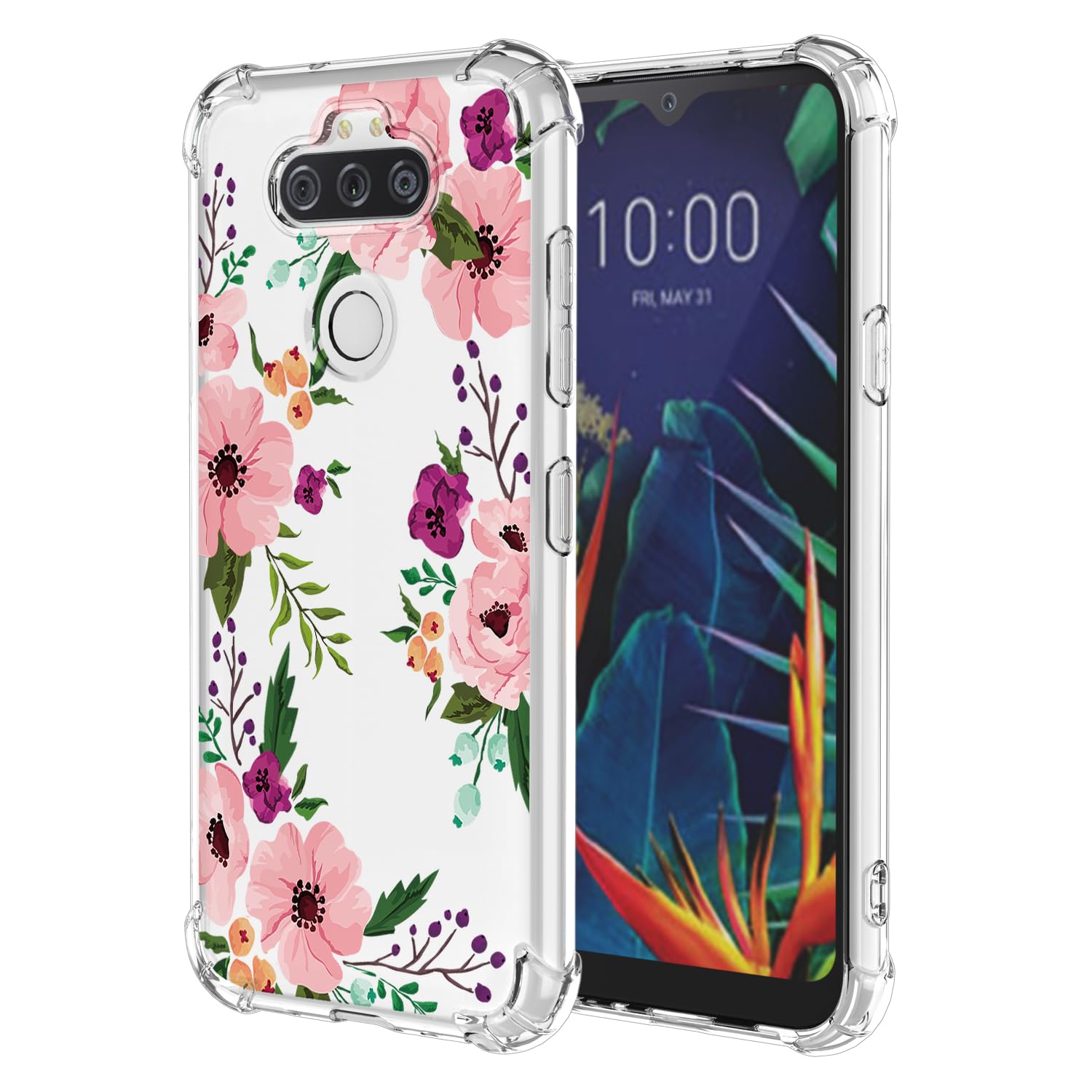 RRXSYXL for LG K31 Case,LG Aristo 5 Case,LG Phoenix 5 Case,LG Aristo 5 Plus Case with Clear Floral Pattern,Shockproof Soft Case for LG K31,Aristo 5,