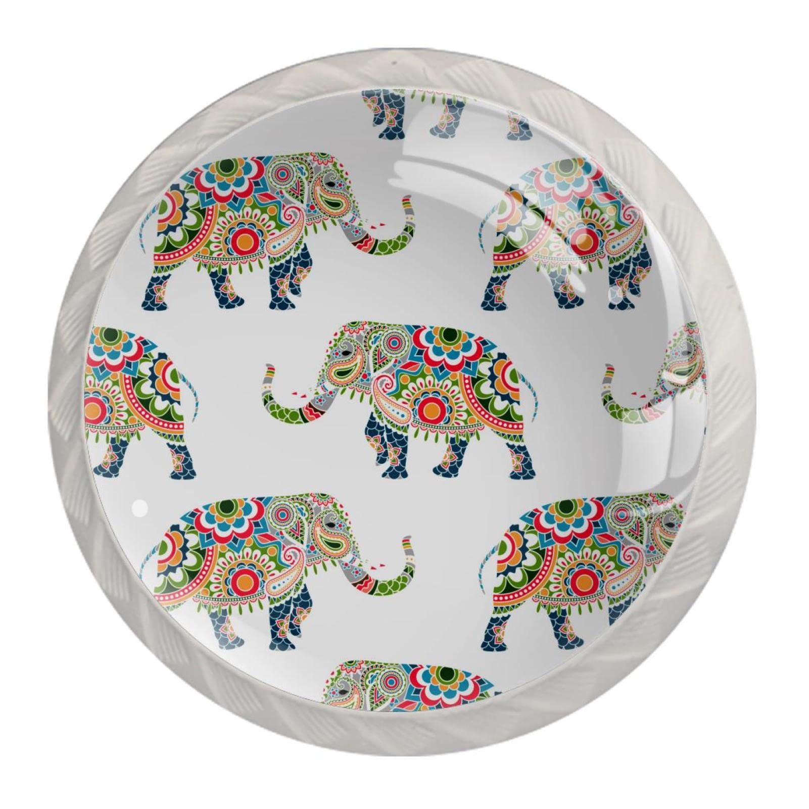 Boho African Elephant White Cabinet Knobs Drawer Pull 35mm Kitchen Cupboard Handles for Furniture Wardrobe 4pcs