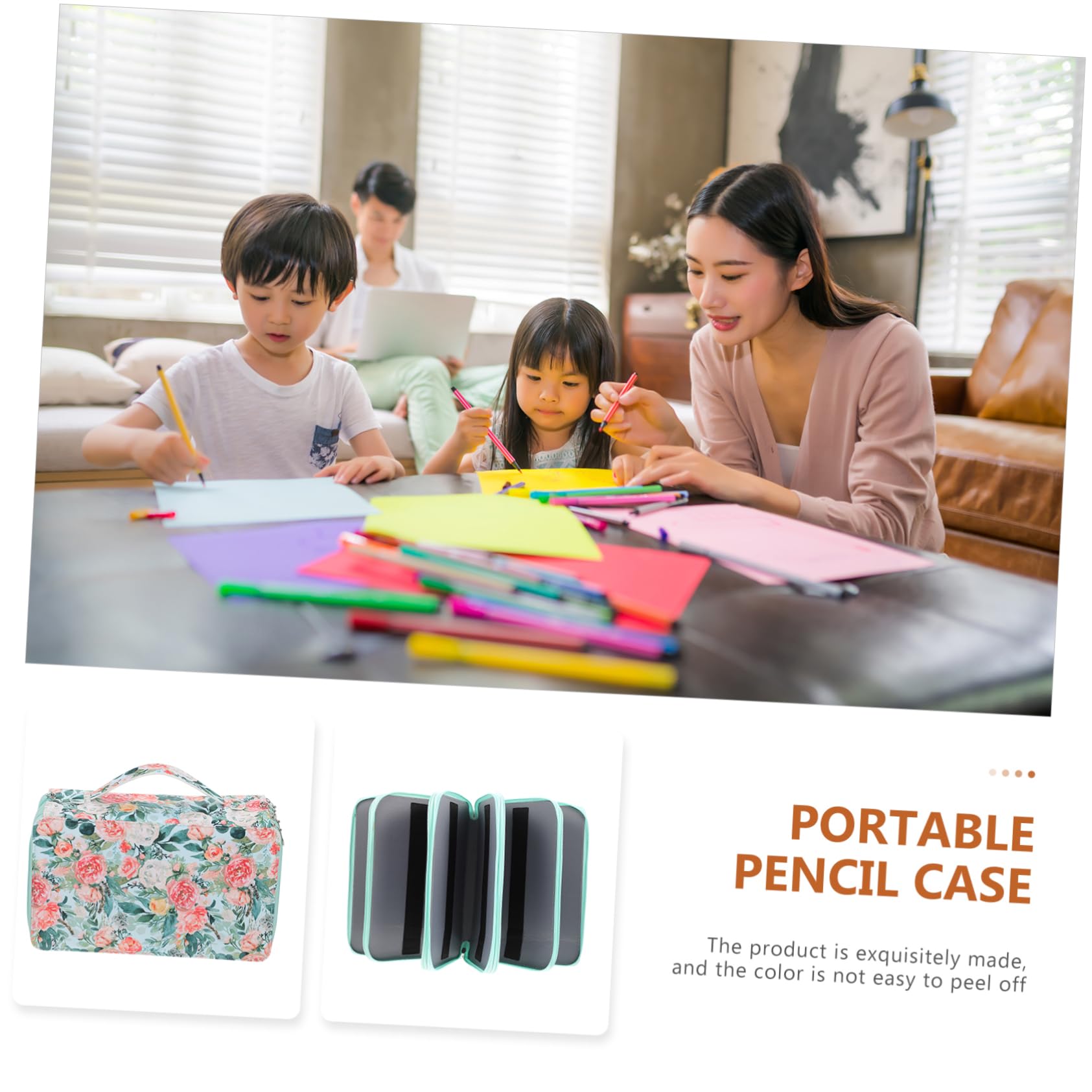 Uonlytech 1pezzi Astuccio Portapenne Manico in Materiale di Design Cerniera Multistrato Borsa per Cancelleria Portatile Astuccio Portamatite Organizzatore di Ufficio