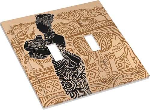 Miniatura 3 de Placa de pared de doble palanca de 2 cuadrillas, diseño de elefantes cebra, placa frontal eléctrica, placa frontal eléctrica para niña negra, para