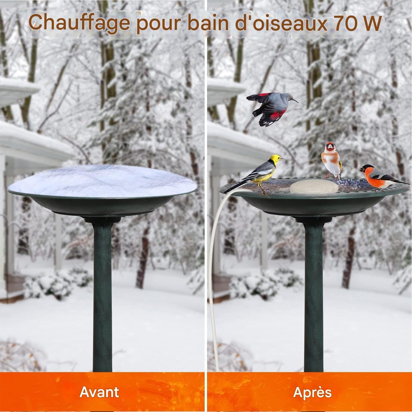 Chauffe-Bassin Pour Oiseaux Durant L'Hiver - Chauffage Pour Bassin À Oiseaux - Dégivreur Pour Abreuvoir De Volailles | Pour Le Jardin, La Pelouse, Le Patio, L'Arrière-Cour, Le Poulailler Et Le