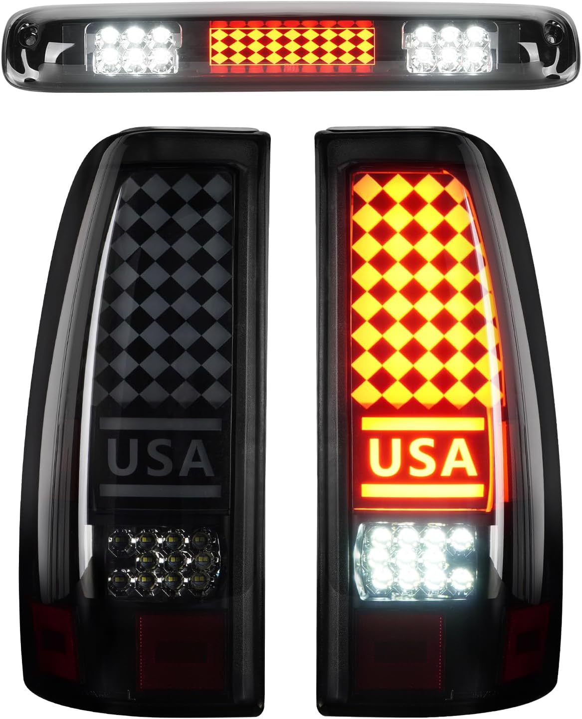 LED Tail Light Fit for Chevy Silverado 1500 2500 HD 1999-2002, for GMC Sierra 1500 2500 HD Fleetside 1999-2003, Smoke Lens