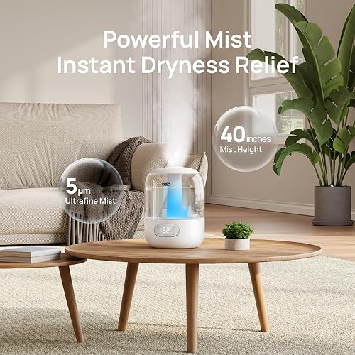 Miniatura 5 de Dreo Humidificadores de niebla fría para bebé, llenado superior de 3 L, 26 dB bastante, luz indicadora ambiental para guardería, menos recarga,