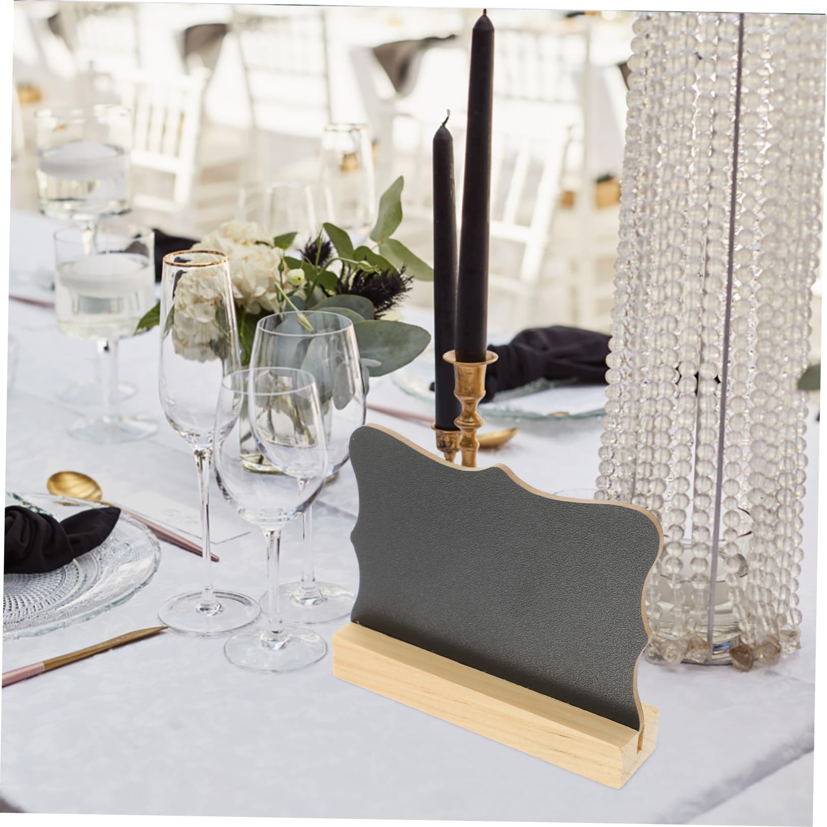 ARTIBETTER 4 Ensembles Ornements À Tableau Noir Double Face Petit Panneau De Décoration Intérieure Craie Table De Table Planche Mini-tableaux Mini Panneaux De Tableau En Bois 5 Pièces * 4