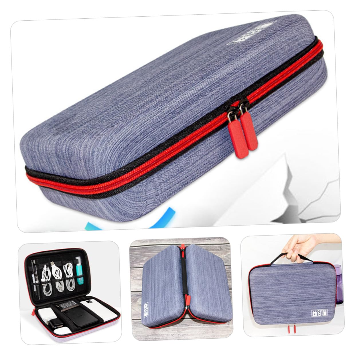 Bolsa Organizadora de Cables de Datos Ligera y Portátil Resistente al Agua Tela Oxford y Eva para Almacenamiento Seguro de Accesorios Electrónicos