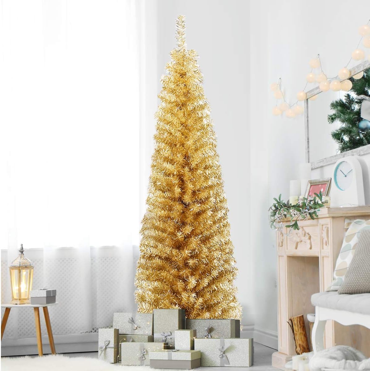 Albero Natale | Albero Natalizio Artificiale Sottile Neve Floccata 120cm Pvc E Pe Cfw456056 93698730
