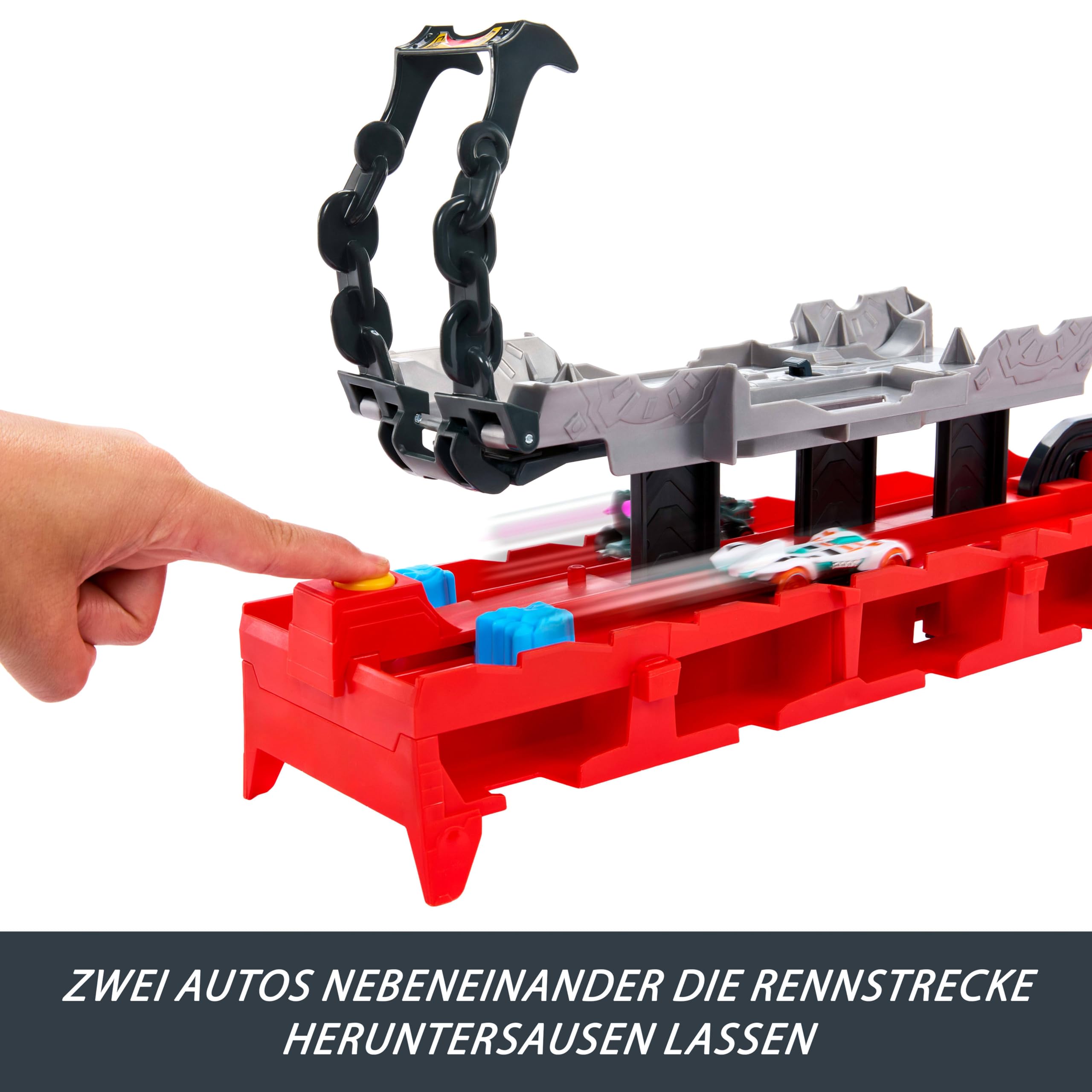 Hot Wheels City Spielzeugauto-Trackset, ultimativer 2-in-1 Drachentransporter und 2 Die-Cast-Autos, großer Drache und Abnehmbarer Drache, mit Platz für mehr als 20 Fahrzeuge, JKJ79