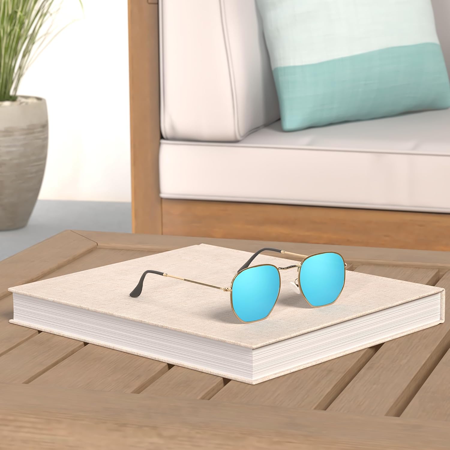 Hipster Hexagonal Polarized Sunglasses Men Women Geometric Square Small Vintage Metal Frame Retro Shade Glasses - Image 2