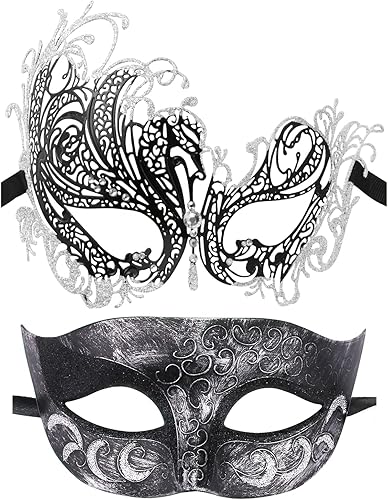 Máscara de máscaras de metal para parejas, máscara de fiesta veneciana, máscara de disfraz de Halloween, máscara de Mardi Gras