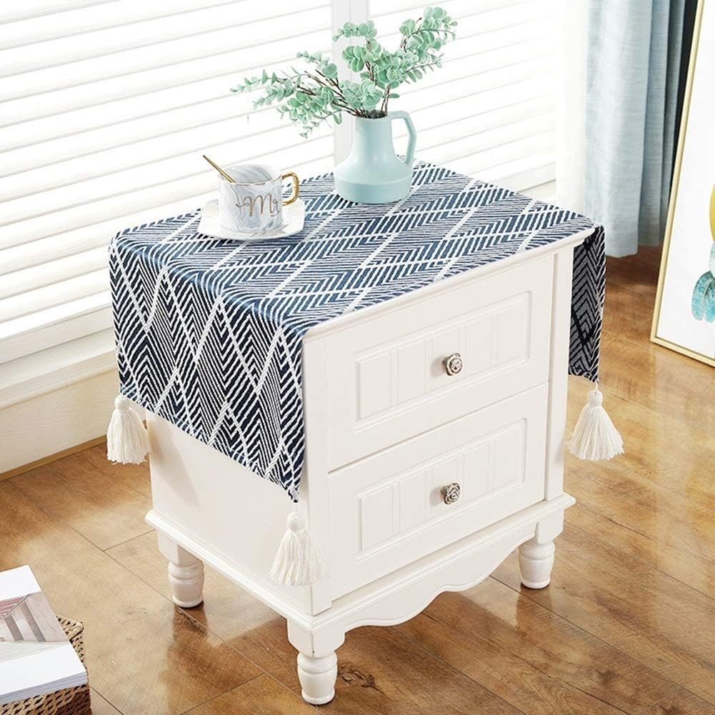 Bedside Table Cover TV Cabinet Cloth Cover Refrigerator Dust Cover Multi-Purpose Towel Non-Slip Tablecloth Tablecloth, Clean (Color : Dark Blue, Size : 45 * 100CM)