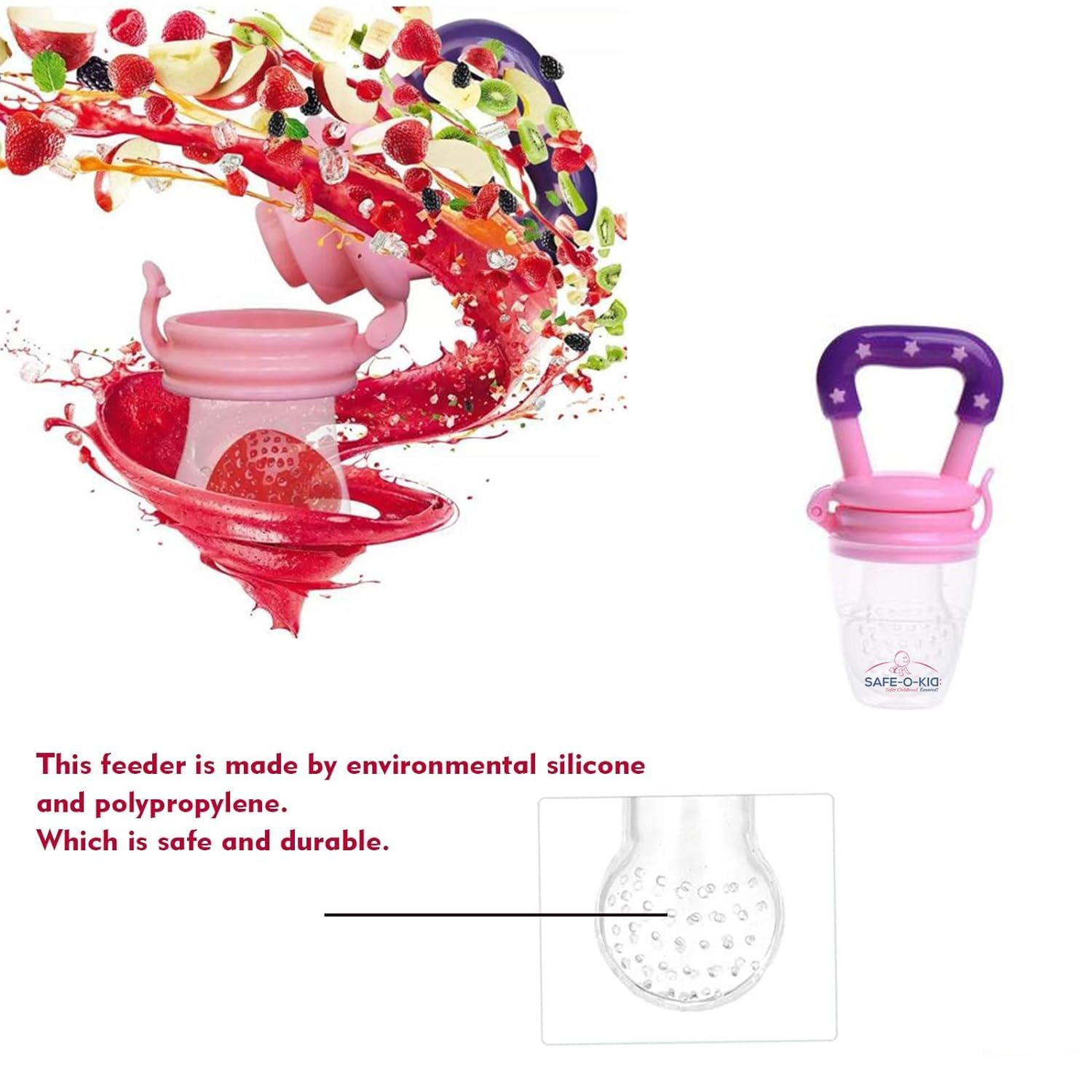 Miracle Moms Silicone Fruit Feeder for Baby 6-12 Months/Baby Fruit Nibbler and Pacifier/Newborn Nipple Feeder (BPA Free) (1, Pink) 1