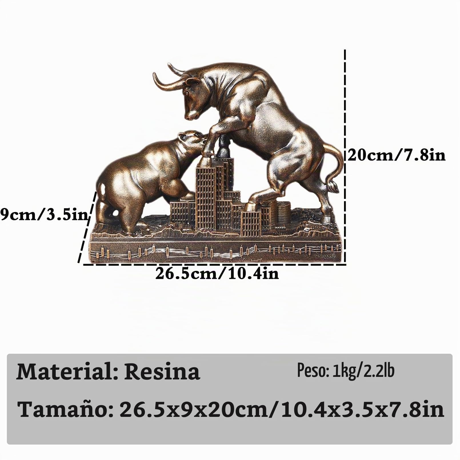 Cutfouwe Figura Decorativa de Toro y Oso para Oficina y Sala de Estar, Regalo Ideal para los Amantes de Las finanzas y entusiastas de la Bolsa,Bronce