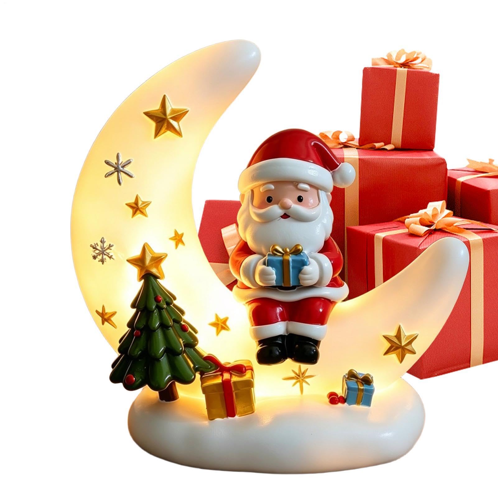 Luce Notturna di Natale Lampada Notturna Babbo Natale sulla Luna Alimentata