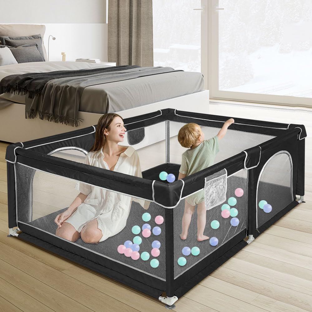 Box modulare 120 cm x 160 cm x 66 cm, pieghevole, tessuto Oxford con custodia, sicuro e comodo, attività genitore-figlio (grigio scuro)