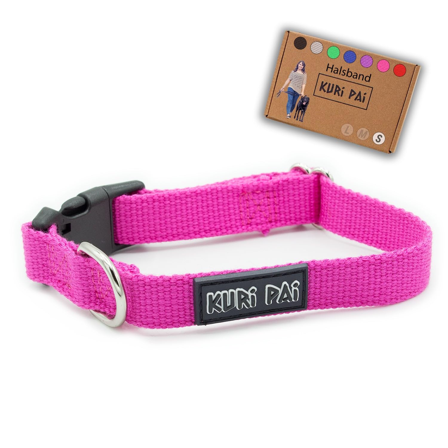 KURI PAIDog Collar, Classic Soft Bamboo Dog Collar, Secure Closure, Pink Small Small Dog Collar